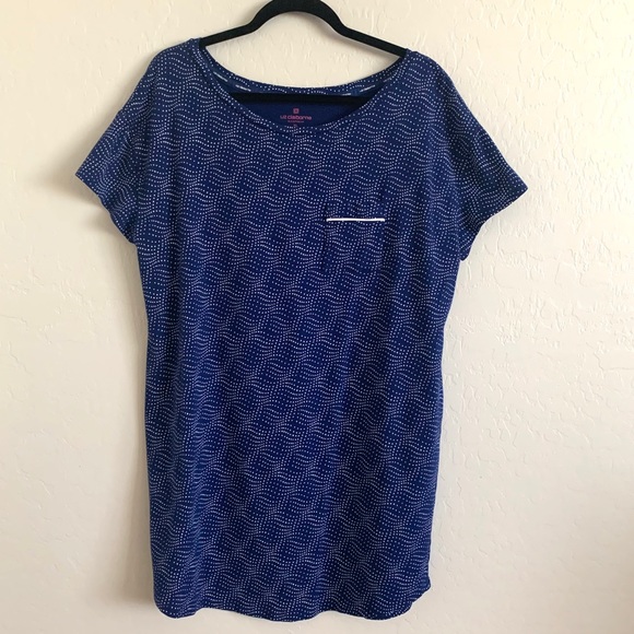Liz Claiborne Blue Night Shirt White 